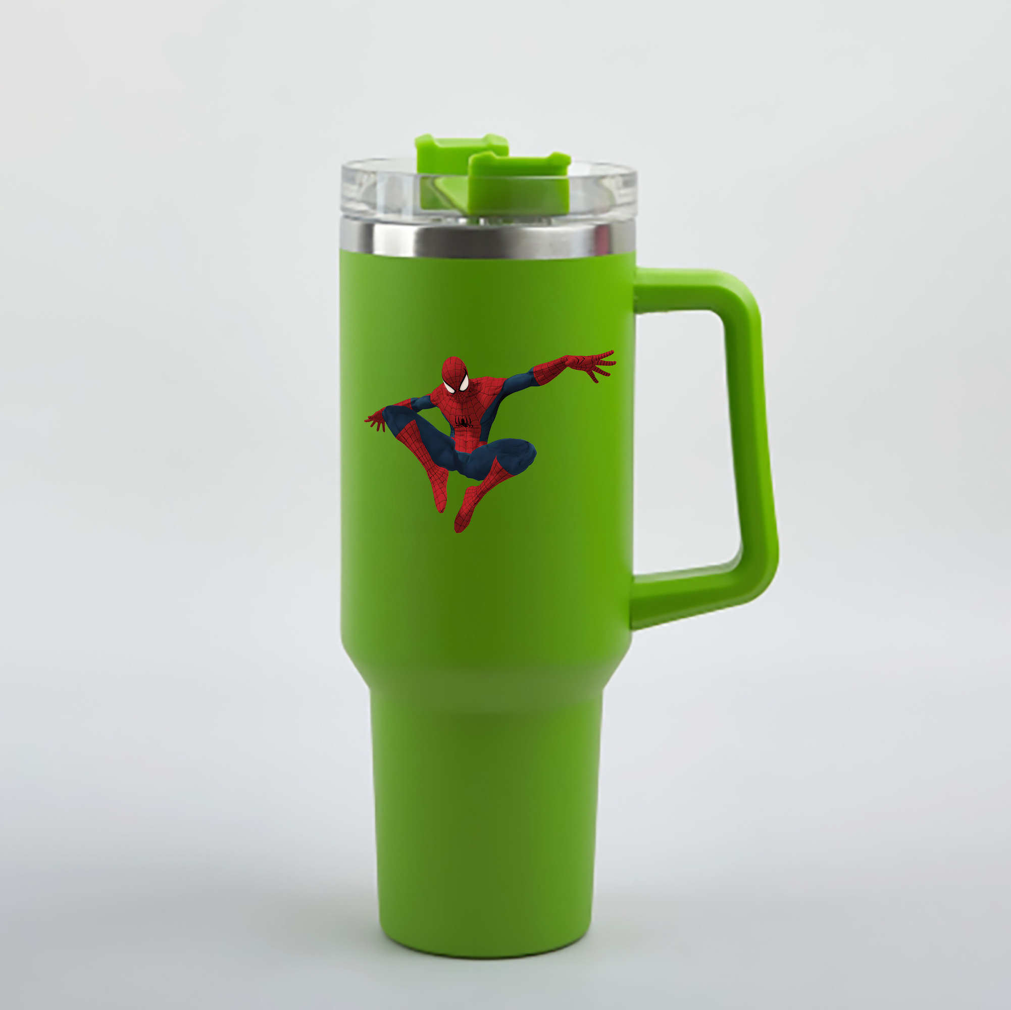 （画像用） Spider Man スパイダーマン 1200mL車用タンブラー - クリスタルステッカー（プラスチックストロー付き）